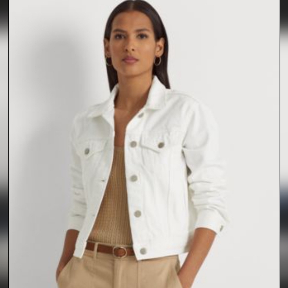 White Women's Denim Jacket - Classic Button-Up